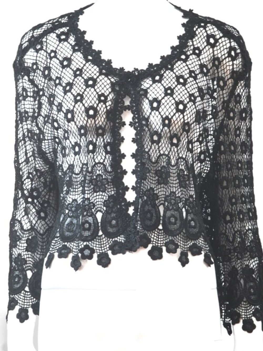 SAM Open Front Black Lace Top - USA